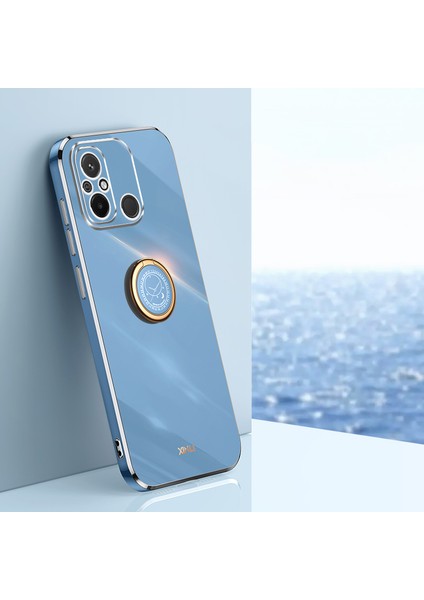 Xiaomi Için Xinli Redmi 12C 4g Yüzük Kickstand Telefon Koruyucu Kılıf Elektrapan Altın Kenar Tpu Arka Kapak Mavisi (Yurt Dışından) indirimleri