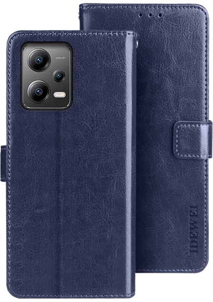 Xiaomi Redmi Için Note 12 5g (Çin)/(Hindistan)/(Global)/poco X5 5g Pu Deri Telefon Kılıfı Cüzdan Telefon Stand Kapak-Dark Blue (Yurt Dışından)