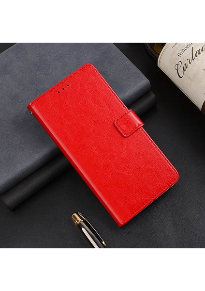 Xiaomi Redmi Için Note 12 Pro 5g/note 12 Pro Speed ​​5g/poco X5 Pro 5g Tam Koruma Çılgın At Dokusu Telefon Kılıfı Stand Pu Deri Deri Kapak-Kırmızı (Yurt Dışından) fiyatları