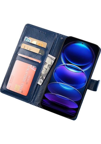 Xiaomi Redmi Için Note 12 Pro 5g/note 12 Pro Speed ​​5g/poco X5 Pro 5g Tam Koruma Çılgın At Dokusu Telefon Kılıfı Stand Pu Deri Deri Kapak-Kırmızı (Yurt Dışından) modelleri