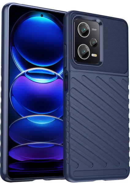 Xiaomi Redmi Için Anti-Fall Arka Kabuk Not 12 Pro 5g/not 12 Pro Speed ​​5g/poco X5 Pro 5g Thunder Serisi Kalınlaştırılmış Tpu Telefon Kılıfı Twill Doku Telefon Kapak Mavisi (Yurt Dışından)