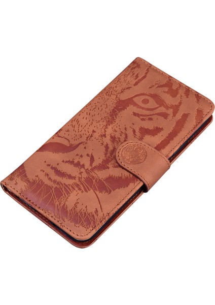 Xiaomi Için Redmi Note 12 Turbo/poco F5 5g Telefon Kılıfı Cüzdan Stand Baskılı Tiger Pu Deri Kapak Kahverengi (Yurt Dışından)