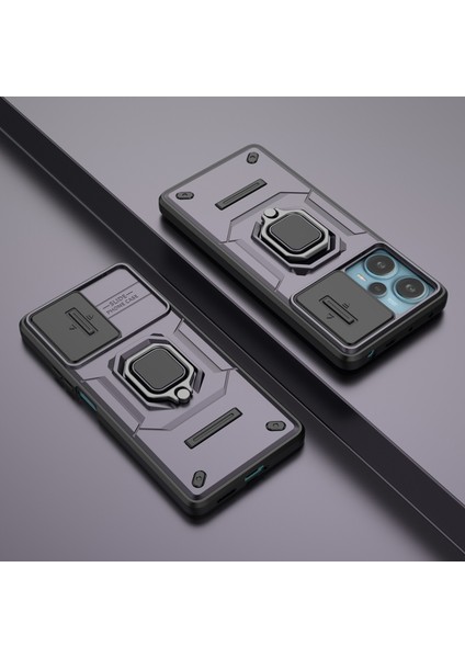 Pc+Tpu Kabuğu Xiaomi Için Poco F5 5g/redmi Not 12 Turbo, Anti-Drop Telefon Kasası Slayt Lens Koruması Kickstand Arka Kapak-Mor (Yurt Dışından) modelleri