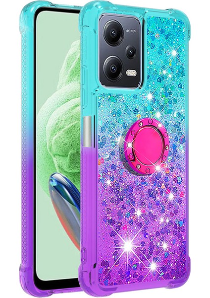 Xiaomi Redmi Için Note 12 5g (Çin)/(Global)/poco X5 5g Ygradian Quicksand ve Ring Kickstand Tpu Kapak Sky Mavi/mor (Yurt Dışından)