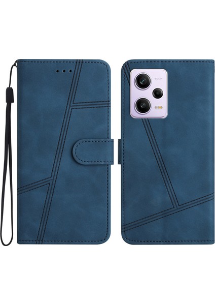 Xiaomi Redmi Için Note 12 Pro 5g/note 12 Pro Speed ​​5g/poco X5 Pro 5g Baskılı Hat Pu Deri Deri Dokunlu Cüzdan Stand Telefon Kapak Mavisi (Yurt Dışından)