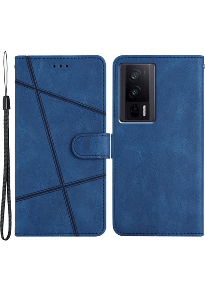 Xiaomi Redmi K60 5G/K60 Pro 5g/poco F5 Pro 5g Cüzdan Deri Telefon Kılıf Çılgın At Doku Basılı Çizgiler Kabuk Mavisi (Yurt Dışından)