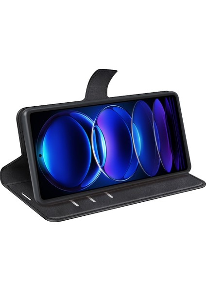 Xiaomi Redmi Için Note 12 Pro 5g/note 12 Pro Speed ​​5g/poco X5 Pro 5g Cep Telefon Kılıf Buzağı Dokusu Stand Cüzdan Flip Cover-Black (Yurt Dışından) modelleri