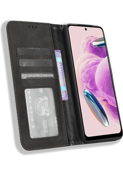 Xiaomi Redmi Için Manyetik Kapanış Deri Kılıfı Not 12S 4g, Stand Cüzdan Retro Telefon Kapak Black (Yurt Dışından) modelleri