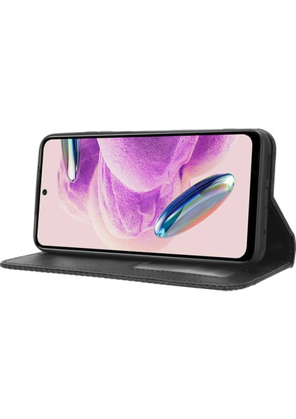 Xiaomi Redmi Için Manyetik Kapanış Deri Kılıfı Not 12S 4g, Stand Cüzdan Retro Telefon Kapak Black (Yurt Dışından) fırsatları