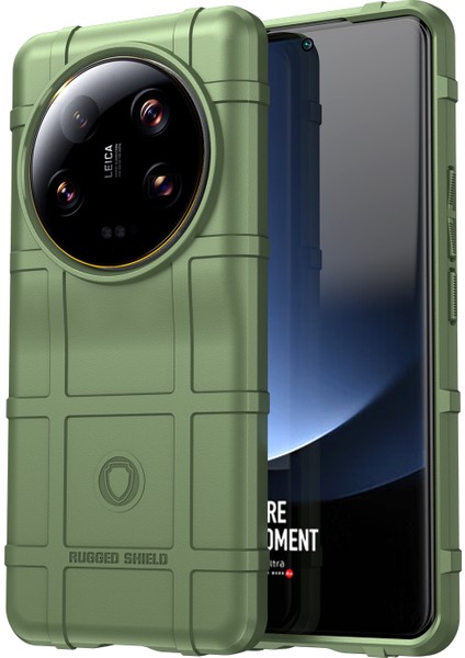 Xiaomi 13 Ultra Anti-Cratch Telefon Kasası Kare Izgara Dokusu Tpu Telefon Kapak Yeşil (Yurt Dışından)