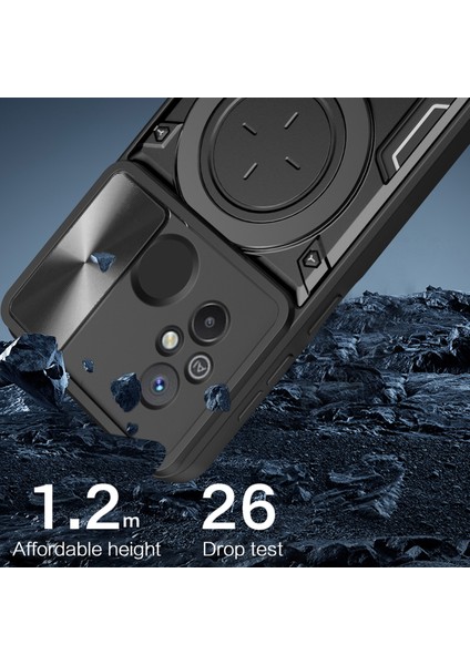 Xiaomi Redmi Için 12C 4G/11A 4g Slayt Kamera Kapağı Pc+Tpu Kapak Ring Kickstand Anti-Drop Telefon Kılıfı Black (Yurt Dışından) fırsatları