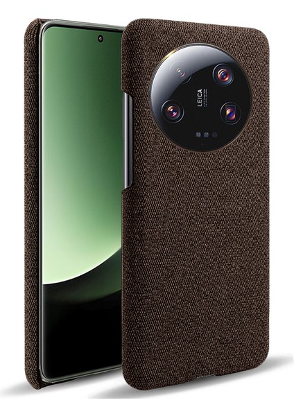 Xiaomi 13 Ultra, Kumaş+Sert Pc Koruyucu Telefon Kapak-Kahverengi (Yurt Dışından)