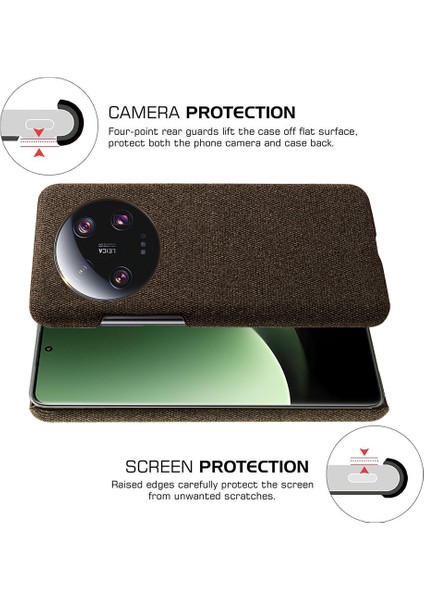 Xiaomi 13 Ultra, Kumaş+Sert Pc Koruyucu Telefon Kapak-Kahverengi (Yurt Dışından) fırsatları