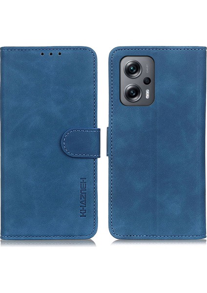 Xiaomi Için Khazneh Redmi Note 12 Turbo/poco F5 5g Pu Deri Telefon Kapağı Retro Doku Cüzdan Standı Case-Blue (Yurt Dışından)