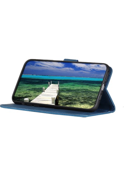 Xiaomi Için Khazneh Redmi Note 12 Turbo/poco F5 5g Pu Deri Telefon Kapağı Retro Doku Cüzdan Standı Case-Blue (Yurt Dışından)