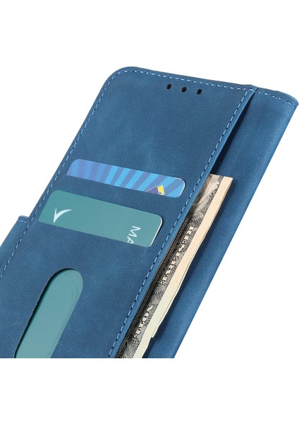 Xiaomi Için Khazneh Redmi Note 12 Turbo/poco F5 5g Pu Deri Telefon Kapağı Retro Doku Cüzdan Standı Case-Blue (Yurt Dışından)