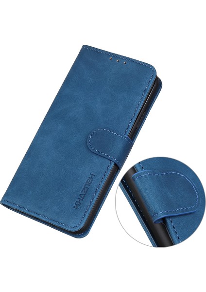 Xiaomi Için Khazneh Redmi Note 12 Turbo/poco F5 5g Pu Deri Telefon Kapağı Retro Doku Cüzdan Standı Case-Blue (Yurt Dışından)