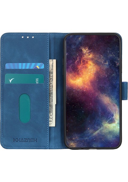 Xiaomi Için Khazneh Redmi Note 12 Turbo/poco F5 5g Pu Deri Telefon Kapağı Retro Doku Cüzdan Standı Case-Blue (Yurt Dışından)