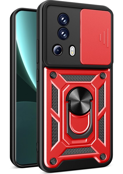 Xiaomi 13 Lite/civi 2 5g Kickstand Pc+Tpu Telefon Kılıfı Slayt Kamera Lens Koruma Telefon Kapak-Kırmızı (Yurt Dışından)