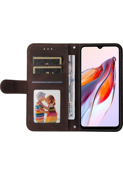 Xiaomi Için Redmi 12C 4g/redmi 11A 4g Baskılı Çizgiler Stand Kılıf Cüzdan Cilt Düzenli Deri Cep Telefonu Kapak Kahverengi (Yurt Dışından) modelleri
