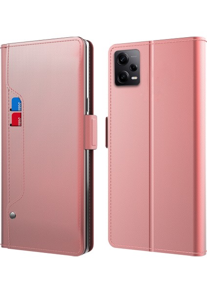 Xiaomi Redmi Için Note 12 Pro 5g/note 12 Pro Speed ​​5g/poco X5 Pro 5g Makyaj Aynası Telefon Deri Kılıf Kart Tutucu Stand Telefon Kapak Çizgi Altın (Yurt Dışından)