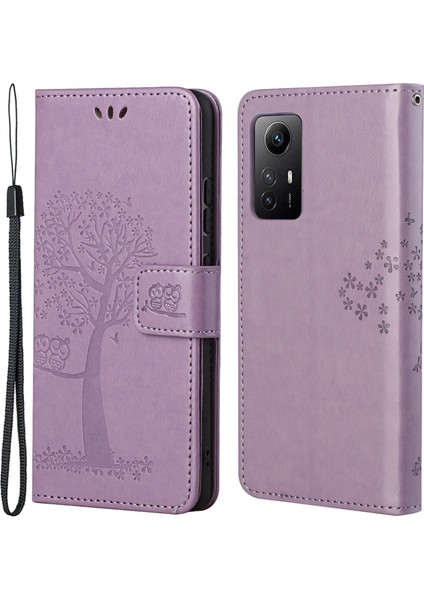 Xiaomi Için Redmi Note 12S 4g Baykuş Ağacı Baskılı Cüzdan Telefon Kılıfı Pu Deri Stand Kapak-Mor (Yurt Dışından)