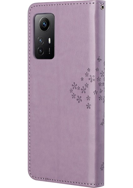 Xiaomi Için Redmi Note 12S 4g Baykuş Ağacı Baskılı Cüzdan Telefon Kılıfı Pu Deri Stand Kapak-Mor (Yurt Dışından)