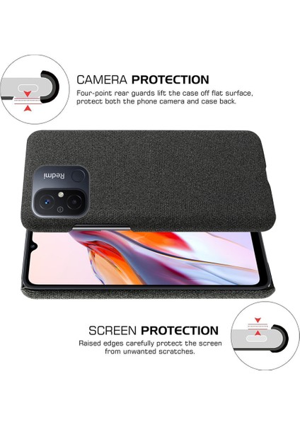 Xiaomi Redmi Için Cep Telefonu Kılıfı 12C 4g Düz Renk Kıç Çizgiye Karşı Pc+Bez Telefon Geri Kapak Black (Yurt Dışından) fırsatları