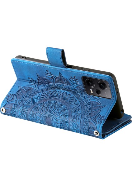 Xiaomi Redmi Için Note 12 Pro 5g/note 12 Pro Speed ​​5g/poco X5 Pro 5g Deri Cüzdan Stand Kapağı Mandala Çiçek Tahsisi Telefon Kılıf Mavisi (Yurt Dışından) indirimleri