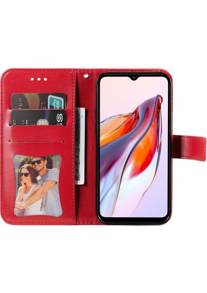 Xiaomi Redmi Için 12C 4G/11A 4g Telefon Kapağı Çiçek Baskı Deri Stand Cüzdan Kılıfı Strap-Red ile (Yurt Dışından) fiyatları