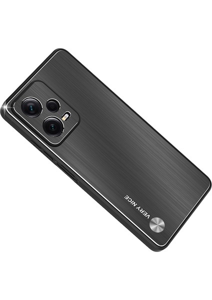Xiaomi Redmi Için Note 12 Pro 5g Tpu Çerçeve Telefon Kılıfı Fırçalanmış Alüminyum Alaşım Arka Kapak Black (Yurt Dışından)