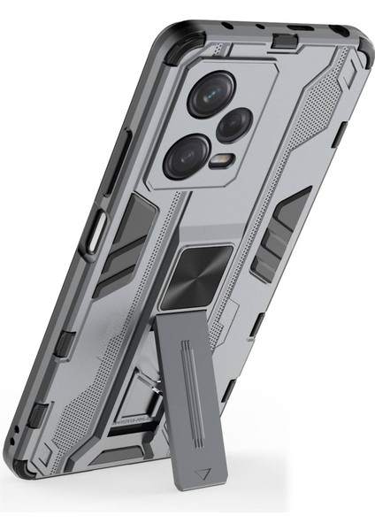 Xiaomi Redmi Için Note 12 Pro 5g Hibrid Yumuşak Tpu Hard Pc Kaymaz Koruyucu Kasa Kickstand Anti-Cratch Telefon Kapak-Grey (Yurt Dışından) modelleri