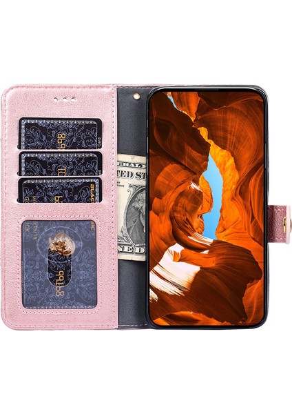 Xiaomi Için Redmi Note 12 4g Zipper Cep Deri Telefon Kılıfı Cüzdan Stand Strap-Rose Gold ile Damla Geçirmez Kapak (Yurt Dışından)