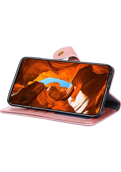 Xiaomi Için Redmi Note 12 4g Zipper Cep Deri Telefon Kılıfı Cüzdan Stand Strap-Rose Gold ile Damla Geçirmez Kapak (Yurt Dışından)