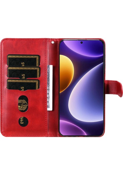 Xiaomi Için Redmi Note 12 Turbo/poco F5 5g Buzağı Doku Telefon Kılıfı Stand Fermuarı Cep Cüzdan Kapak-Kırmızı (Yurt Dışından)