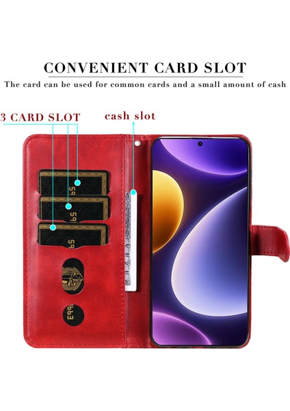 Xiaomi Için Redmi Note 12 Turbo/poco F5 5g Buzağı Doku Telefon Kılıfı Stand Fermuarı Cep Cüzdan Kapak-Kırmızı (Yurt Dışından)