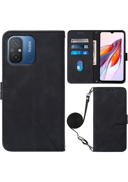 Xiaomi Redmi Için 12C 4G/11A 4g/poco C55 4g Baskılı Çizgiler Şok Geçirmez Deri Kapak Telefon Kılıf (Yurt Dışından)