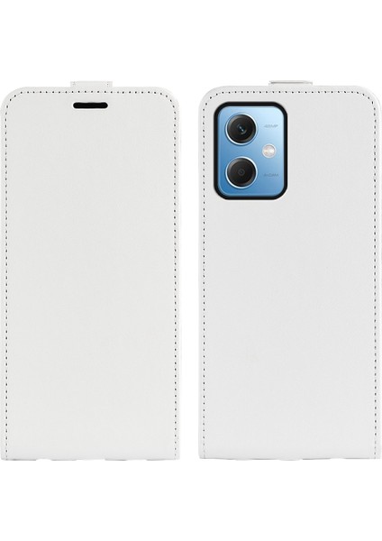 Xiaomi Redmi Için Note 12 5g (Global)/(Hindistan)/(Çin)/poco X5 5g Çılgın At Doku Kartı Tutucu Deri Koruyucu Kapak Dikey Flip Vaka-Beyaz (Yurt Dışından)