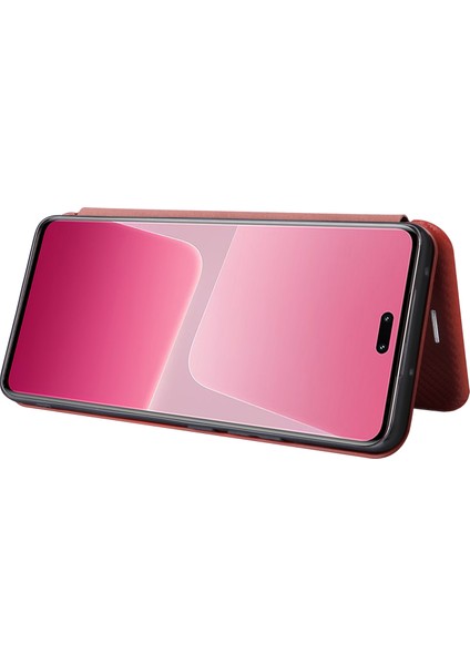 Xiaomi Için 13 Lite/civi 2 5g Telefon Kılıfı Pu Deri Karbon Fiber Doku Standı Kart Yuvası Kapak Kahverengi (Yurt Dışından) fırsatları