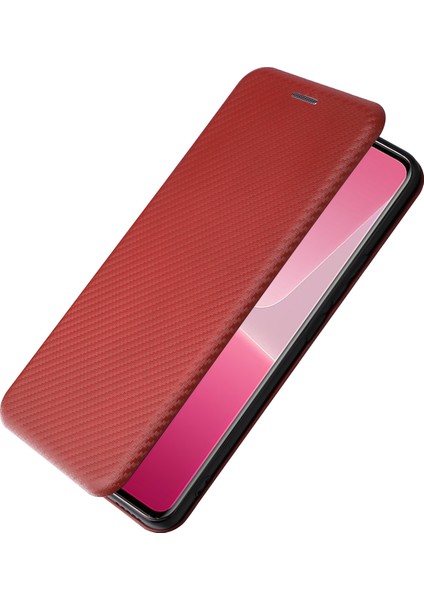 Xiaomi Için 13 Lite/civi 2 5g Telefon Kılıfı Pu Deri Karbon Fiber Doku Standı Kart Yuvası Kapak Kahverengi (Yurt Dışından) indirimleri