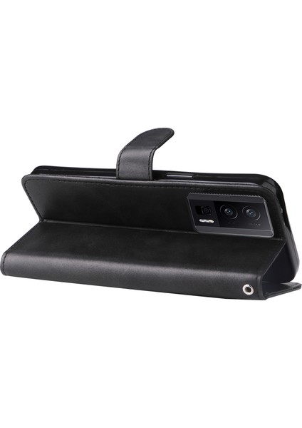 Xiaomi Redmi K60 Pro 5G/K60 5g/poco F5 Pro 5g Telefon Kılıfı Stand Kabuk Buzağı Dokusu Fermuar Cep Cüzdanı Kapak Black (Yurt Dışından) modelleri