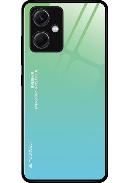Xiaomi Redmi Için Note 12 5g (Hindistan) / Poco X5 5g Gradyan Renk Anti-Damla Telefon Kasası Temperlenmiş Cam Sert Pc Yumuşak Tpu Çizilmeye Dirençli Arka Kapak-Cyan / Mavi (Yurt Dışından)
