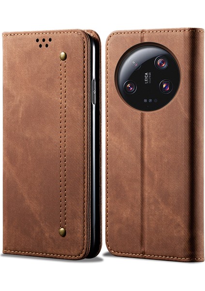 Xiaomi Için 13 Ultra Cüzdan Stand Pu Deri Kılıf Kot Ceza Doku Cep Telefonu Kapak Kavur (Yurt Dışından)