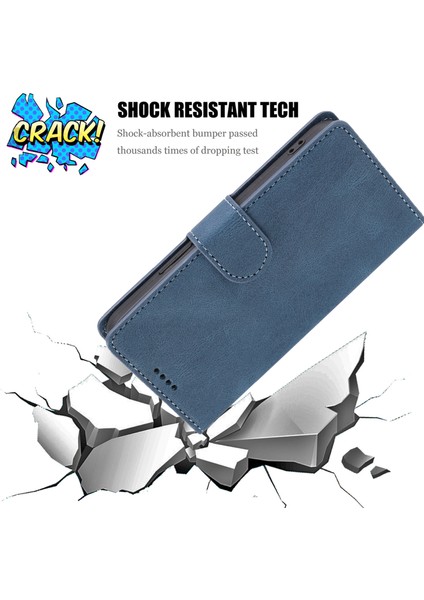 Xiaomi Redmi Için Telefon Kılıfı Not 12 5g (Global)/(Hindistan)/(Çin)/poco X5 5g Deri Stand Cüzdan Kapağı Strap-Mavi ile (Yurt Dışından)