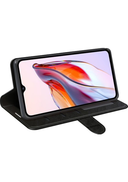 Xiaomi Redmi Için 12C 4g Anti-Fall Flip Telefon Kılıf Cüzdan Stand Çılgın At Doku Deri Koruyucu Kapak Black (Yurt Dışından) modelleri