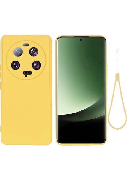 Xiaomi 13 Ultra Cep Telefonu Kabuğu Sıvı Silikon Koruma Kılıfı Strap-Sarı ile Yumuşak Astar Kapağı (Yurt Dışından)