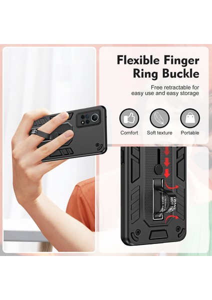Xiaomi Redmi Için Note 12 Pro 4g Metal Kickstand Telefon Vaka Parmak Strap Tpu+Pc Kapak-Black (Yurt Dışından) modelleri