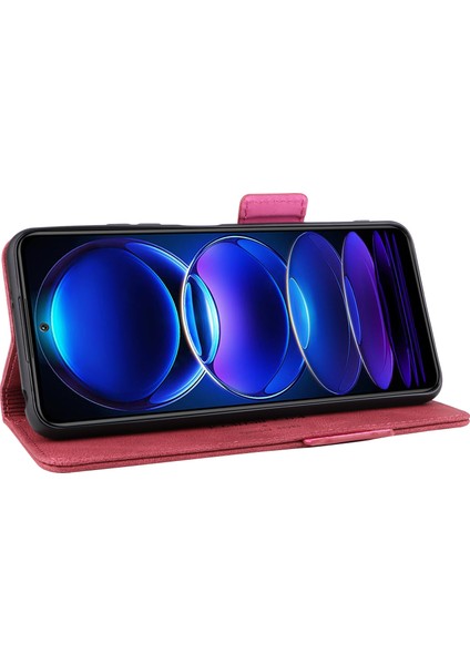 Xiaomi Redmi Için Donanım Dekoru Telefon Kılıfı Not 12 5g (Global)/(Hindistan)/(Çin)/poco X5 5g, Çift Manyetik Toka Pu Deri Anti-Drop Cüzdan Stand Telefon Kapak Çizgisi (Yurt Dışından)