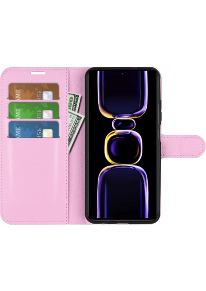 Xiaomi Poco F5 Pro 5g/redmi K60 Pro 5G/K60 5g Litchi Doku Pu Deri Cüzdan Şok Geçirmez Telefon Kapak-Pembe (Yurt Dışından) modelleri