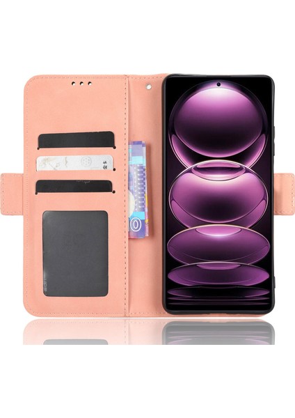 Xiaomi Redmi Için Note 12 Pro 5g/note 12 Pro Speed ​​5g/poco X5 Pro 5g Çift Manyetik Toka Telefon Kapağı Görüntüleme Stand Çok Kart Yuvası Pu Deri Cüzdan Vaka-Pembe (Yurt Dışından)